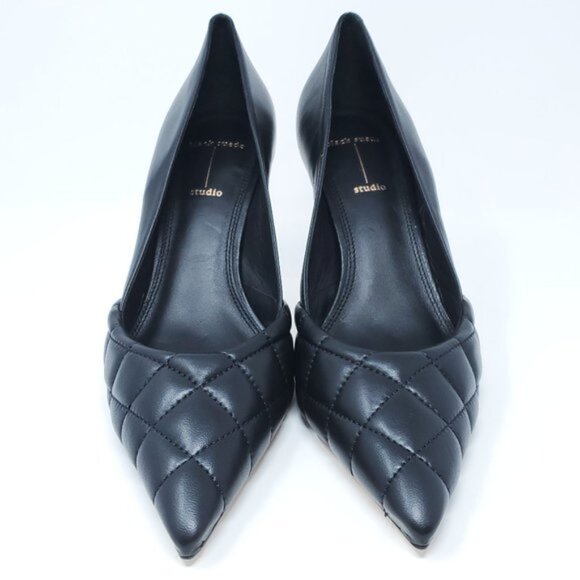 BLACK SUEDE STUDIO Heels Dana Quilted Leather Stiletto Pumps Point-Toe - Picture 1 of 9